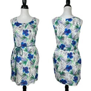 Vivante by VSA NWT Tropical Floral Color Sleeveless Coverup Shift Dress POCKETS